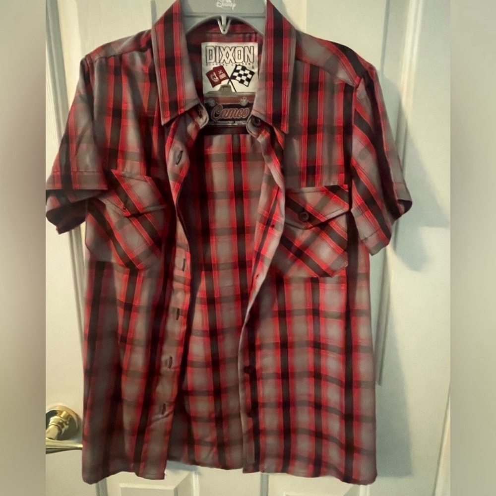 DIXXON Short Sleeve Red & Black Plaid Shirt